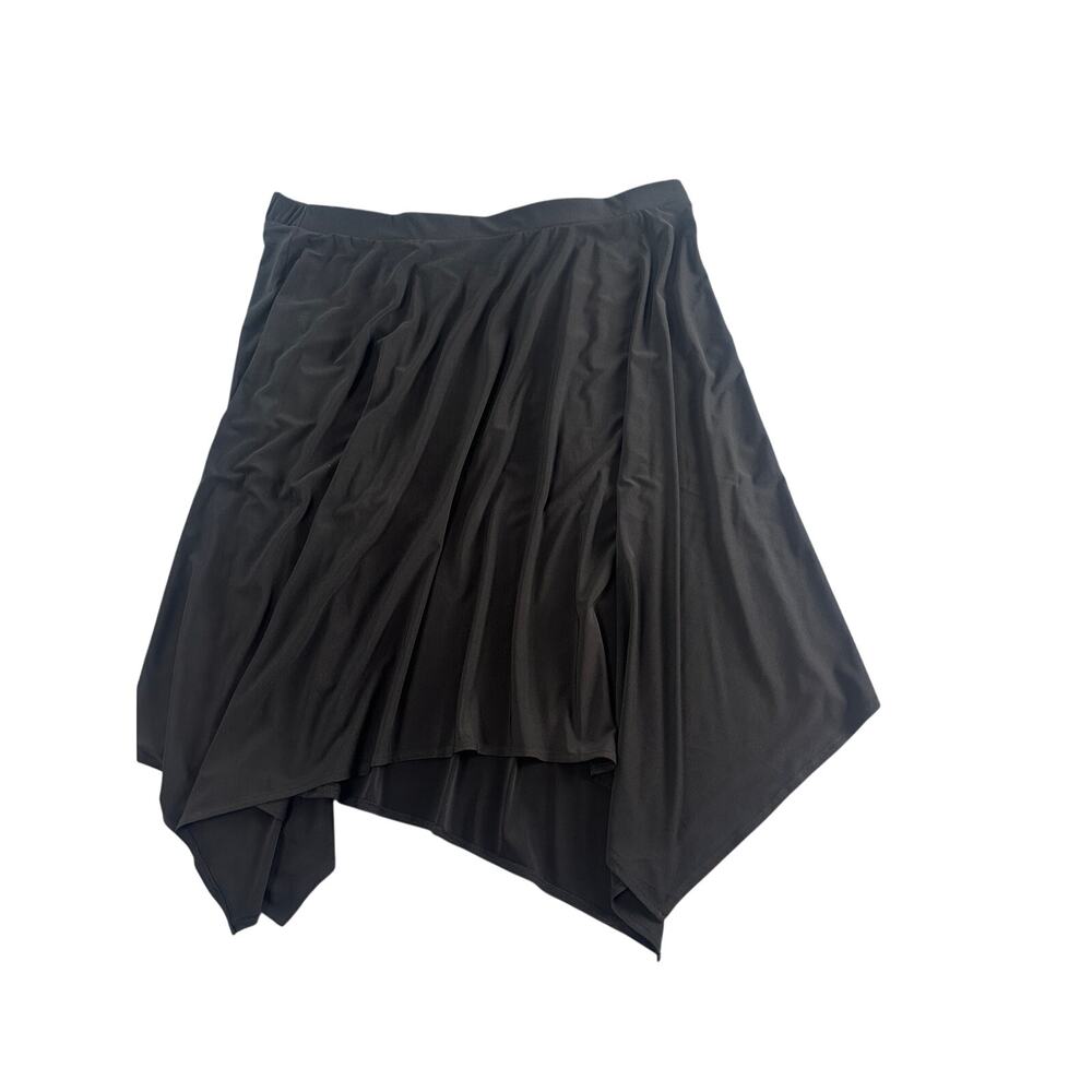 Lane Bryant Black Sharkbite Hem Skirt | Flowy Pull-On Midi | Size 22/24